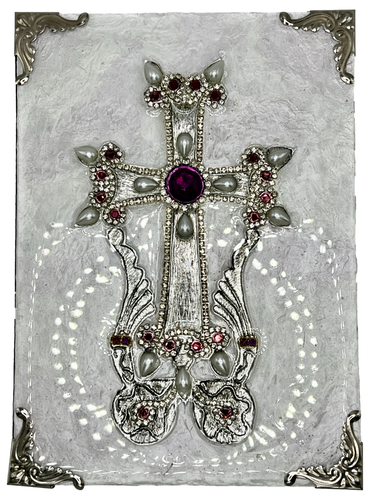 NEW! Embellished Armenian Cross (Silver/Purple)