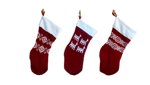 Red & White Knitted Christmas Stockings